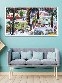 5D DIY 钻石画套装，超大尺寸全钻钻石艺术工艺品套装，适合成人，最佳家居墙壁装饰艺术，理想的圣诞节和万圣节减压礼物 - 霧霾藍 - 查看 1