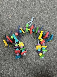 (Accessories Color Randomly Shipped) 1pc Parrot Colorful Wooden Block Chewing Toy Parrot Bird Toy