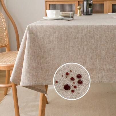 1 件亚麻质感桌布，日式简约方形设计，适用于厨房、餐厅、客厅、办公桌，适合日常家居装饰、派对和节日装饰，防油防水