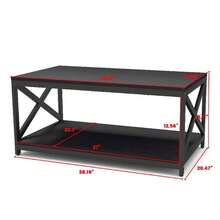 Living Room Coffee Table Set Of 3, Industrial X-Design Coffee Table And 2 End Side Tables, 3 Piece Living Room Table Set With Large Storage For Apartment Home, Black - Black - View 8