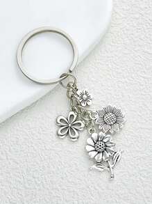 1 peça de chaveiro com contas de pérolas e flores prateadas, adequado para bolsas, mochilas, chaves de carro, um presente para amigas, professoras, mães, meninas, acessórios para carro, mochilas, mochilas para escola, acessórios góticos fofos para bolsa Y2K, cordões com porta-identidade, acessórios para carro, pingentes para bolsa