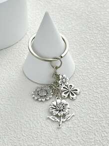 1 peça de chaveiro com contas de pérolas e flores prateadas, adequado para bolsas, mochilas, chaves de carro, um presente para amigas, professoras, mães, meninas, acessórios para carro, mochilas, mochilas para escola, acessórios góticos fofos para bolsa Y2K, cordões com porta-identidade, acessórios para carro, pingentes para bolsa