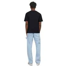Camiseta Streetwear de Algodão Gola Redonda Estilo Skatista Estampada Preta e Branca