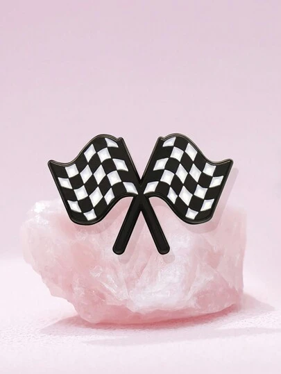 1 件黑白棋盘旗珐琅别针定制方程式赛车胸针翻领徽章朋克珠宝礼物送给最好的朋友