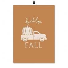 1 pieza Carteles de otoño con citas, hojas de otoño y calabaza, impresiones de arte de pared para sala de estar, pintura en lienzo para decoración del hogar - Multicolor - Ver 8