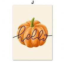 1 pieza Carteles de otoño con citas, hojas de otoño y calabaza, impresiones de arte de pared para sala de estar, pintura en lienzo para decoración del hogar - Multicolor - Ver 9