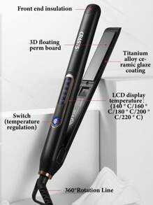 CRASTS Star Quick Heat-Up Adjustable Temperature Titanium Plate Flat Iron/ Hair Straightener With Dual Voltage, Black HS-020, Suitable For Travel And Home Use - UK Plug(220-240V) - View 4