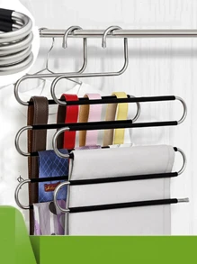 3/1PC 5-Layer Trouser Rack, Multi-Layer Clothes Rack Made Of Stainless Steel Multiple Trouser Hanger S-Type, Trouser Space Saver Trouser Hanger For Trousers, Scarves, Towels, Etc. Silver - Silver - View 6