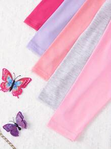 10pcs/Set Young Girl Casual Solid Color Lightweight Soft Knit Fabric Long Sleeve T-Shirt And Pants Sets - Multicolor - View 4