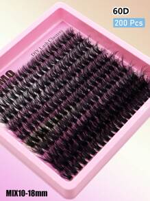 200 Peças Agrupamentos de Cílios Fofos 40D/60D/80D/100D/120D/160D/200D Cílios Grossos 5D 10-18mm Segmentados Falsos Cílios de Vison CC/C/D Encaracolados, Agrupamentos de Cílios, Cílios Individuais, Cílios, Cílios Falsos
