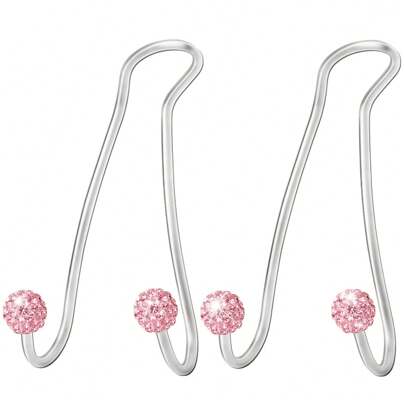 2pcs Eight Shape Rhinestone Hook Hanger In Pink For Car Storage, Convenient And Practical