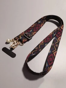 复古图案尼龙斜挎挂绳项链绳链防掉手机绳夹手机壳绳礼物送给母亲、家人、朋友、生日、节日手机挂饰、手机链