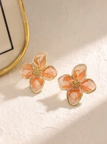 1 Simple And Cute Flower Stud Earrings, Colorful Dripping Oil Stud Earrings, Suitable For Daily Wear, Dating Wear Valentines,Mom,Mother,Mother's Day,Gift
