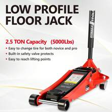 2.5 Ton Low Profile Floor Jack, Steel Racing Floor Jack With Dual Pistons Quick Lift Pump, Hydraulic Floor Jack Lifting Range 3.5"-19.5" - Đỏ - Xem 3