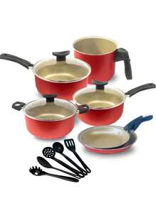 Canada Cookware Set 6 Pieces Teflon Nonstick With 5 Cutlery - Anh đào - Xem 4