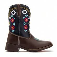 Texana Children's Girl's Colorful Embroidered Boiadeira Boot - Rust Brown - View 3
