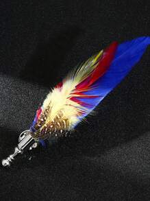 1 Feather Peacock Feather Fashion Brooch Western Ornament Accessory Suitable For Men's Evening Party Wear