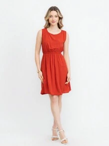 JIN SER Viscose Dress - Orange - View 1