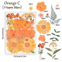 20/30/34/37/40 piezas Kit de materiales DIY de serie naranja de Halloween estampados - Posavasos de resina, pendientes, pulseras, brazaletes de resina, atrapa sueños, marcos de fotos, decoración de pared, pantallas de lámparas, abanicos, flores secas, flores de jabón, tarjetas, espejos estampados, marcapáginas, suministros de manualidades DIY