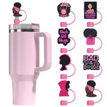 1pc/5pcs/12pcs Letter And Pink Straw Covers Cap For Tumblers Cup,Cute Silicone Straw Topper Accessories For 10mm Drinking Straw Tip Covers- Durable, Easy To Clean, And Reusable Straw Toppers For Hot And Cold Beverages