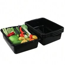 Anbers 4 Packs 35 L Commercial Bus Tubs Box/Tote Box, Plastic Utility Basin Tub, Black - Black - View 2