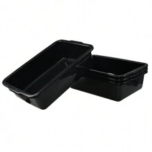 Anbers 4 Packs 35 L Commercial Bus Tubs Box/Tote Box, Plastic Utility Basin Tub, Black - Black - View 11