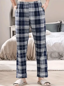 3 pièces Pantalon d'intérieur casual à carreaux pour hommes, bas de pyjama, vêtement de détente et de sommeil