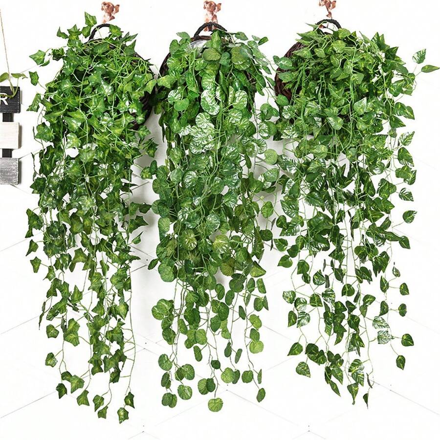 1 件装人造藤条植物叶藤蔓家居花园装饰悬挂花环假植物墙面背景婚礼装饰人造花 - 彩色 - 查看 1