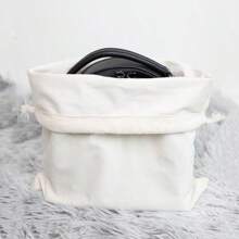 Drawstring Suede Storage Bag, Travel Dust Proof Pouch, Clothes Organizer - Beige - View 3