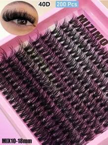 200 Peças Agrupamentos de Cílios Fofos 40D/60D/80D/100D/120D/160D/200D Cílios Grossos 5D 10-18mm Segmentados Falsos Cílios de Vison CC/C/D Encaracolados, Agrupamentos de Cílios, Cílios Individuais, Cílios, Cílios Falsos