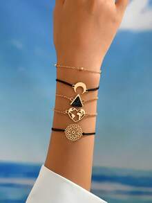 Bộ 5 vòng tay nhiều lớp in hình trái tim Bohemian dành cho nữ ngày lễ có thể điều chỉnh hàng ngày - Nhiều màu - Xem 4