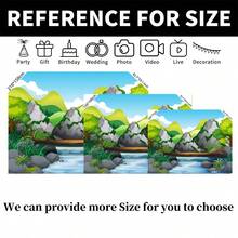 1pc Colorful Cartoon Mountain Landscape Birthday Theme Backdrop, Photo Studio Hanging Cloth Background - Multicolor - View 10