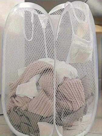 Cesta de lavandería plegable de malla extra grande - Ligera con asas, cesto grande de gran capacidad para ropa sucia, baño, dormitorio y dormitorio, bolsa, organizador, almacenamiento