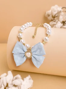 1 szt. Kokarda Perła Wisiorek i naszyjnik dla zwierząt domowych dla małych i średnich zwierząt domowych, wykwintna biżuteria dla zwierząt Akcesoria dla zwierząt, prezent dla zwierząt domowych