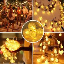 peipo 1入組2m/3m電池供電串燈10/20 LED水晶球裝飾燈，適用於室內室外花園派對家庭花環庭院樹木裝飾戶外燈飾燈串 - 暖白色 - 查看 2