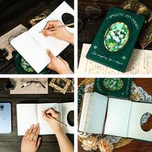 1 件欧式风格艺术笔记本，中世纪艺术花卉主题创意油画工作办公笔记本，可作为返校礼物，记录生活，旅行日记 - 綠色 - 查看 6