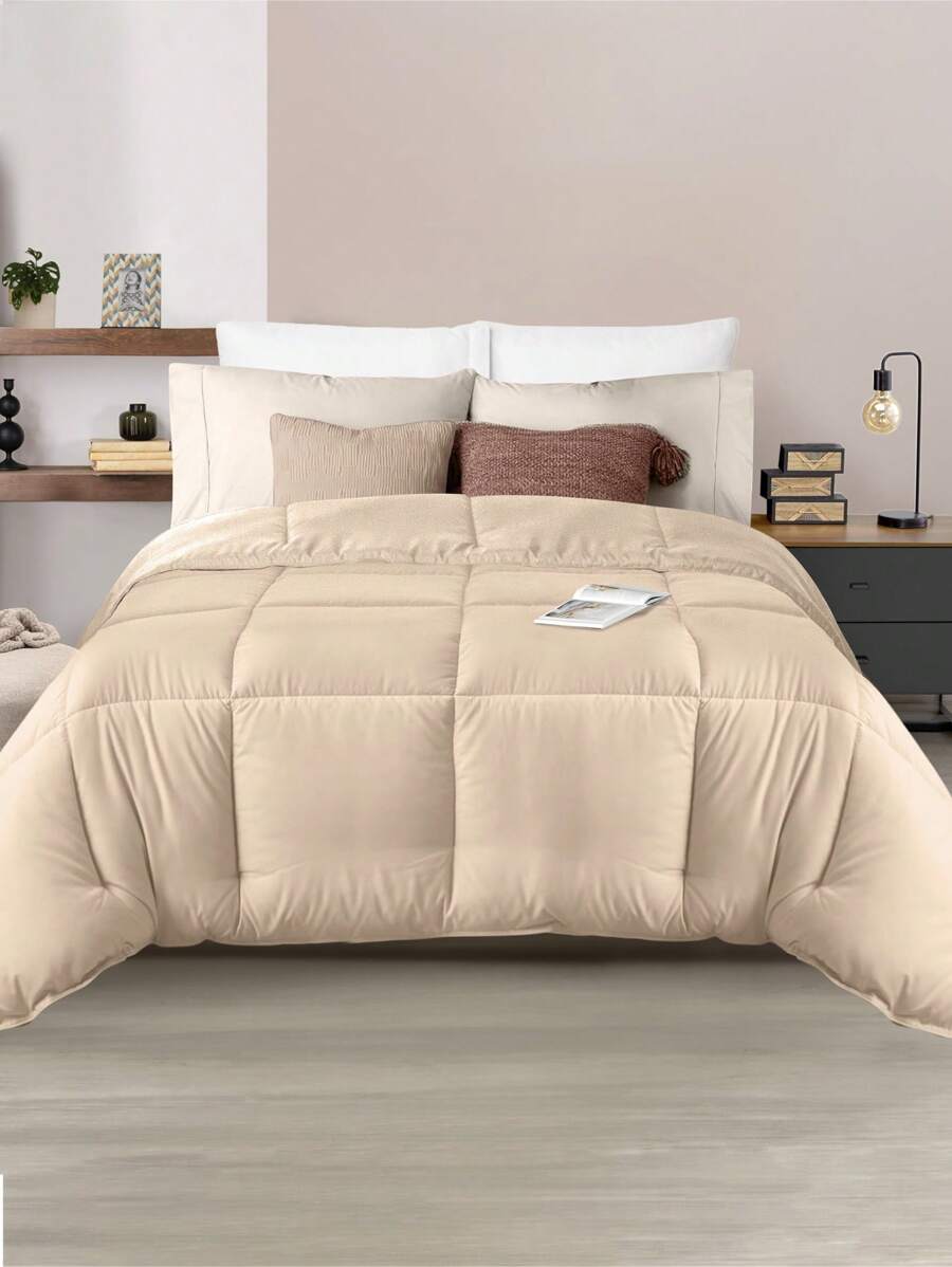 King Size Duvet Quilt Two Views Soft Quilted - Beige - View 1