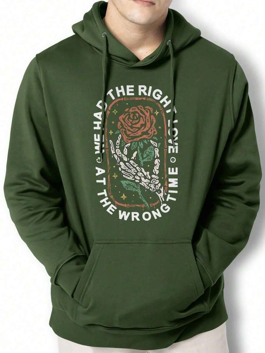 Right Love Hoodie Kangaroo Blouse IZPJ1 - xanh quân đội - Xem 1