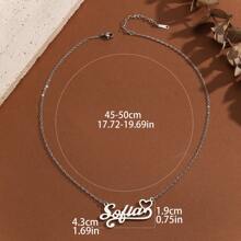 1 件定制名字吊坠项链带星星装饰，简约风格定制不锈钢铭牌珠宝生日礼物女士