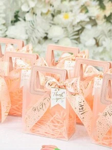 10pcs/5pcs/1pc Frosted Transparent Round Handbags, Valentine's Day Shower Gift Bags, Wedding Gift Bags, Candy Bridesmaid Gift Bags, Jewelry Store Shopping Bags, Wedding Bridesmaid Gift Bags, Gift Packaging Bags, Clothing Shopping Bags, Cute Handbags Suitable For Weddings, Birthdays, Valentine's Day, PP Frosted Transparent Round Handbags-Very Suitable For Valentine's Day Flowers, Network Celebrity Stalls, Wedding Gifts, Bridesmaid Gifts, Etc. -Made Of PP Material Valentine Day - Multicolor - View 2