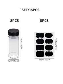 16入組塑料調味瓶和貼紙套裝現代廚房調味瓶和貼紙套裝