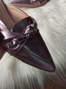 Mule Heel Pointed Toe Modern Women's Sandal Fashion Comfort Moccasin Nozinho - Bạc - Xem 2