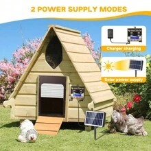 Solar Powered Automatic Chicken Coop Door - Remote Control Aluminum Chicken Door With Timer & Light Sensor, Anti-Pinch Design For Safe