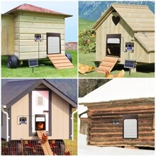 Solar Powered Automatic Chicken Coop Door - Remote Control Aluminum Chicken Door With Timer & Light Sensor, Anti-Pinch Design For Safe