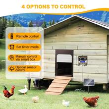 Solar Powered Automatic Chicken Coop Door - Remote Control Aluminum Chicken Door With Timer & Light Sensor, Anti-Pinch Design For Safe