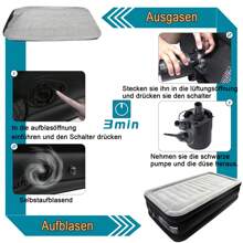 VA-Cerulean Black Grey Air Bed 1/2 Persons 187x90x46cm/195x152x46cm Air Mattress Self-Inflating With Integrated Electric Pump, Inflatable Mattress For Camping & Guest Bed