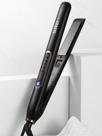  CRASTS Star Quick Heat-Up Adjustable Temperature Titanium Plate Flat Iron/ Hair Straightener With Dual Voltage, Black HS-020, Suitable For Travel And Home Use