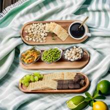 1 件相思木托盘，椭圆形木制托盘，用于盛放水果、甜点、蛋糕、奶酪、咖啡、茶、面包、早餐、厨房、圣诞礼物 - 棕色 - 查看 3