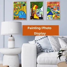 Magnetic A4 Paper Frame, Wall Mounted Photo Display Poster Hanger, DIY Bulletin Board Sticker - Silver - View 1