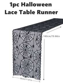 1pc Zwart Kanten Overlay Tafelblad Collectie Gotisch Halloween Decor, Spooky Spider Web Ghoul Handtafelkleed Voor Keuken- en Eetkamerdecoratie, Halloweenfeest en Seizoensgebonden Huisdecoratie